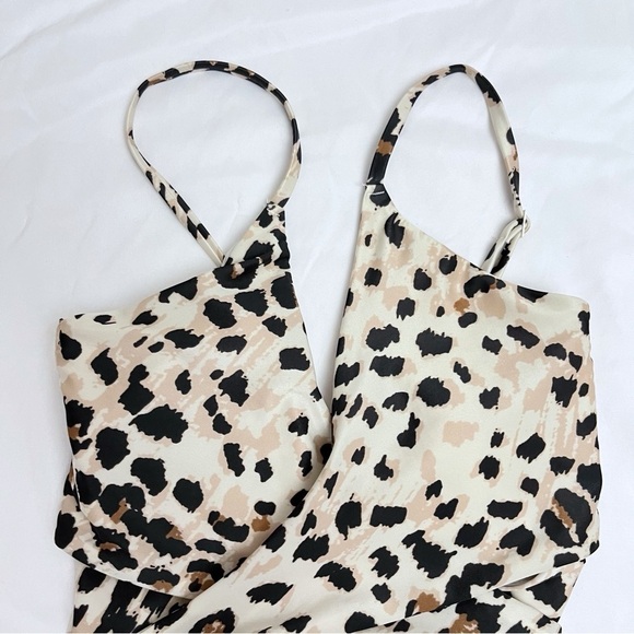 Aerie Leopard Print Full Coverage Cut Out Wrap One Piece Swimsuit Small LONG - Picture 3 of 9